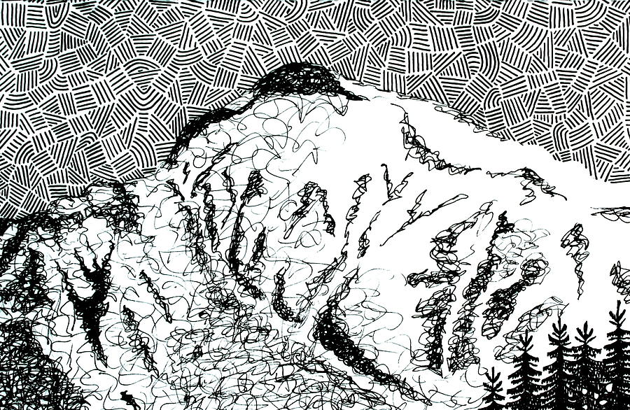 Landscape Drawing - Sheep Mountain by Kathryn Derbis