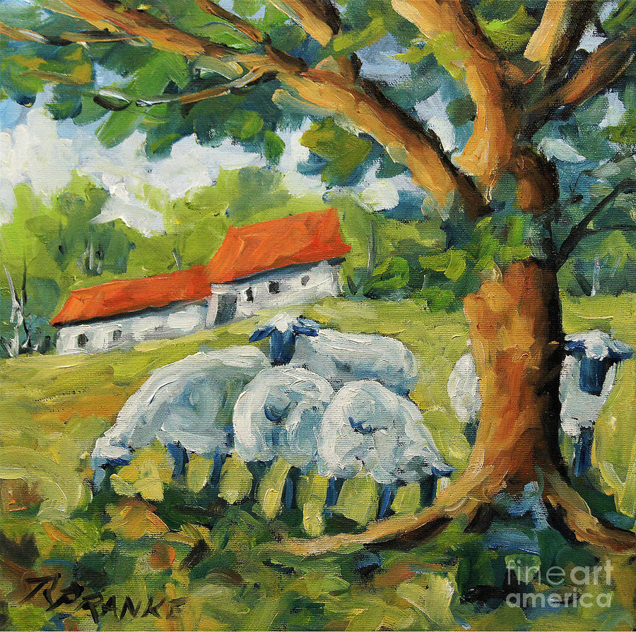 Sheep on the Farm Painting by Richard T Pranke