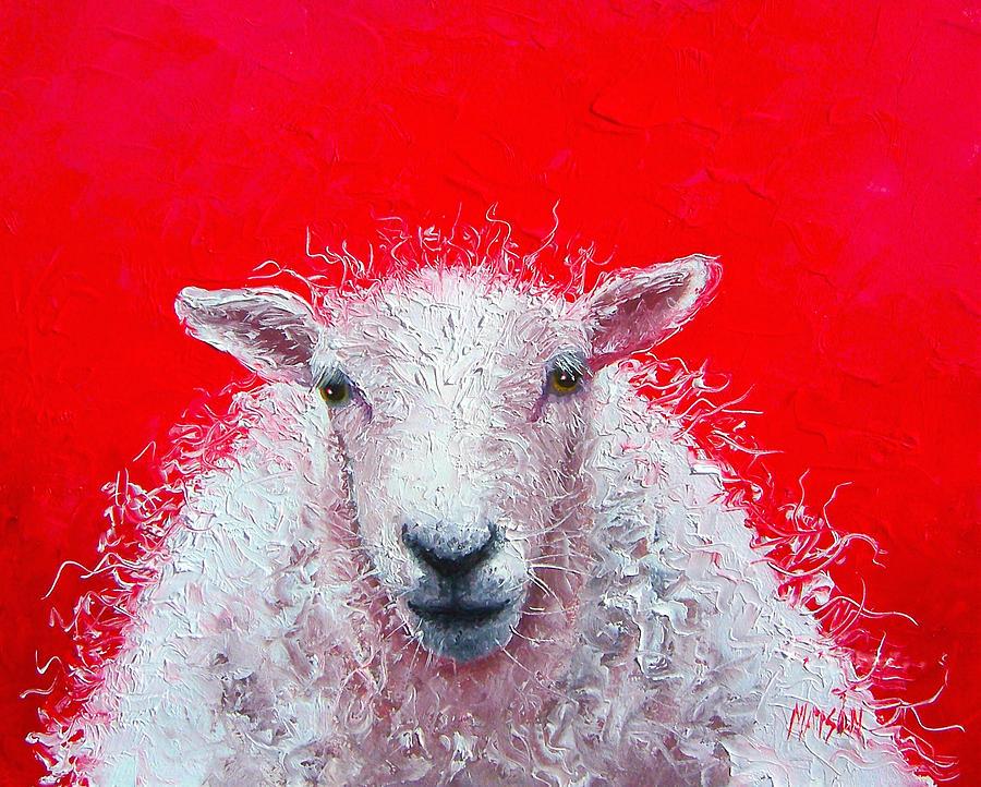 Sheep Painting - Sheep Painting Victor by Jan Matson