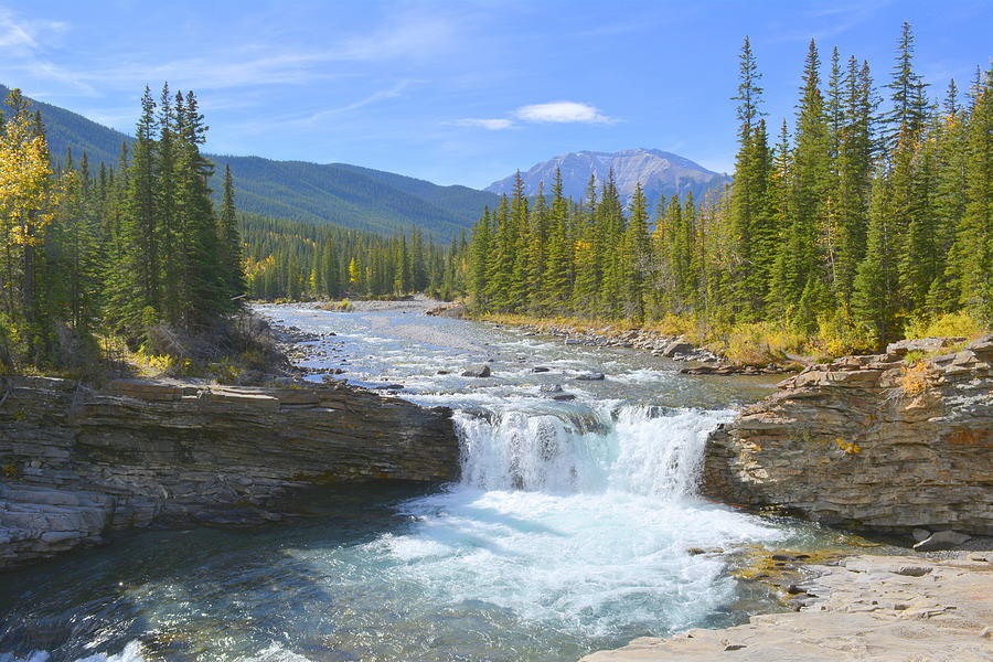 Sheep River Falls In Autumn Photograph by Ed Mosier