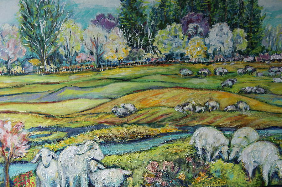 Sheep Painting - Sheep by Susan Brown    Slizys art signature name