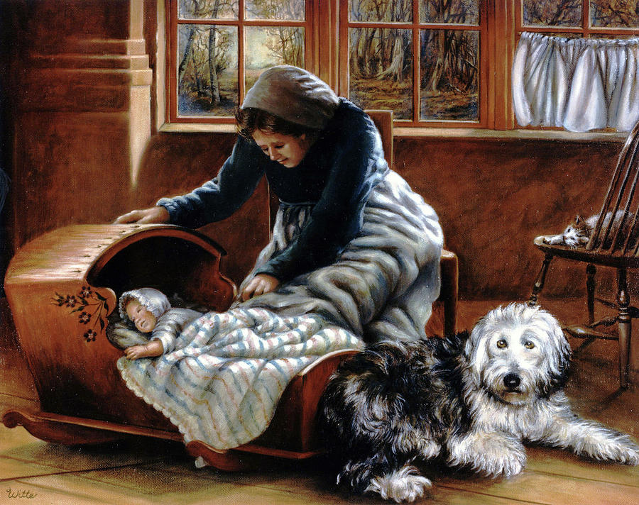 Sheepdog Guard Painting by Marie Witte
