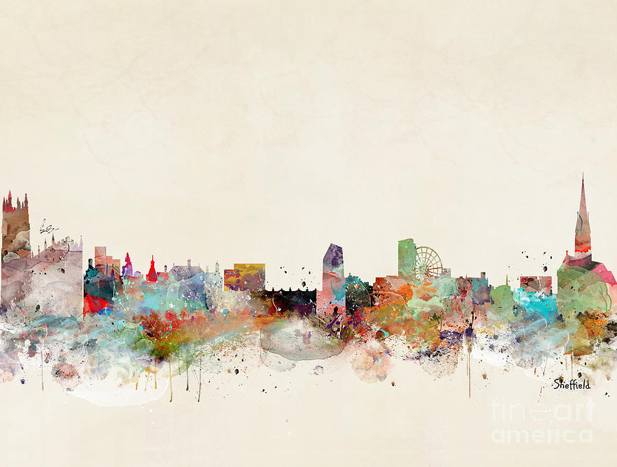 Sheffield City Skyline Painting by Bri Buckley