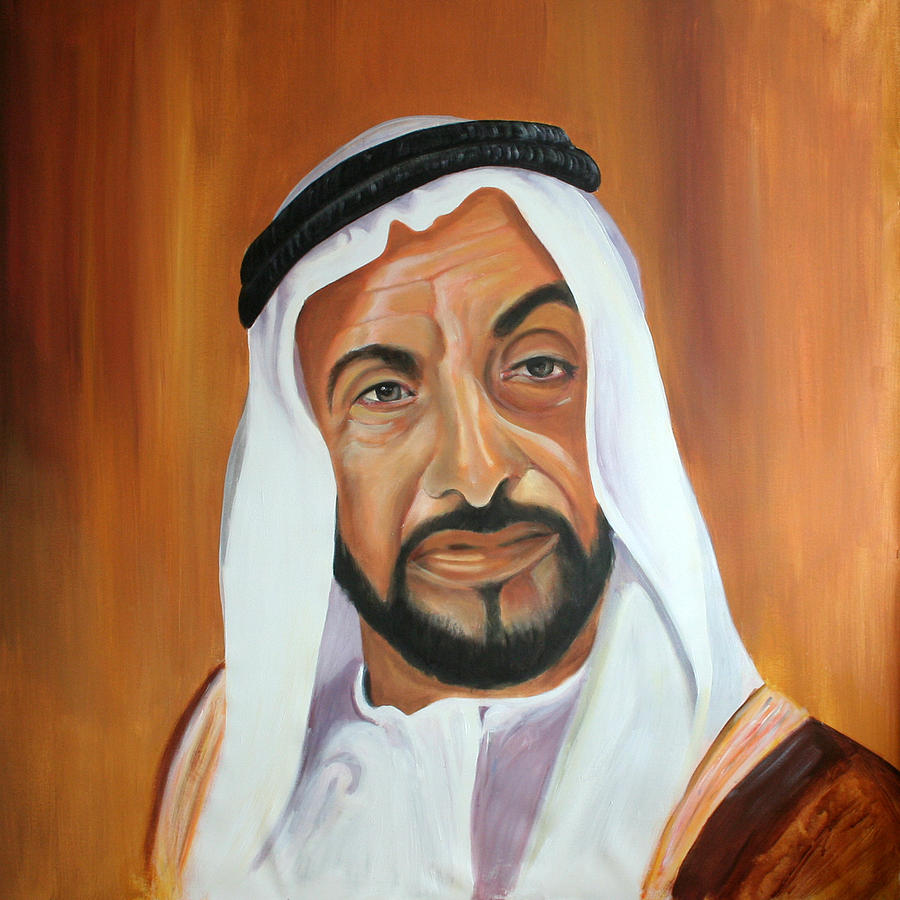 Portrait Painting - Sheikh Zayed Bin Sultan Al Nahyan by Fiona Jack   