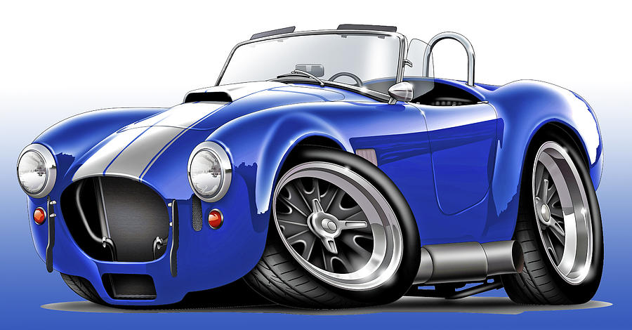 Cobra Digital Art - Shelby Cobra Blue-White Car by Maddmax