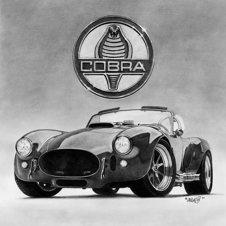 Car Drawing - Shelby Cobra by Tim Dangaran