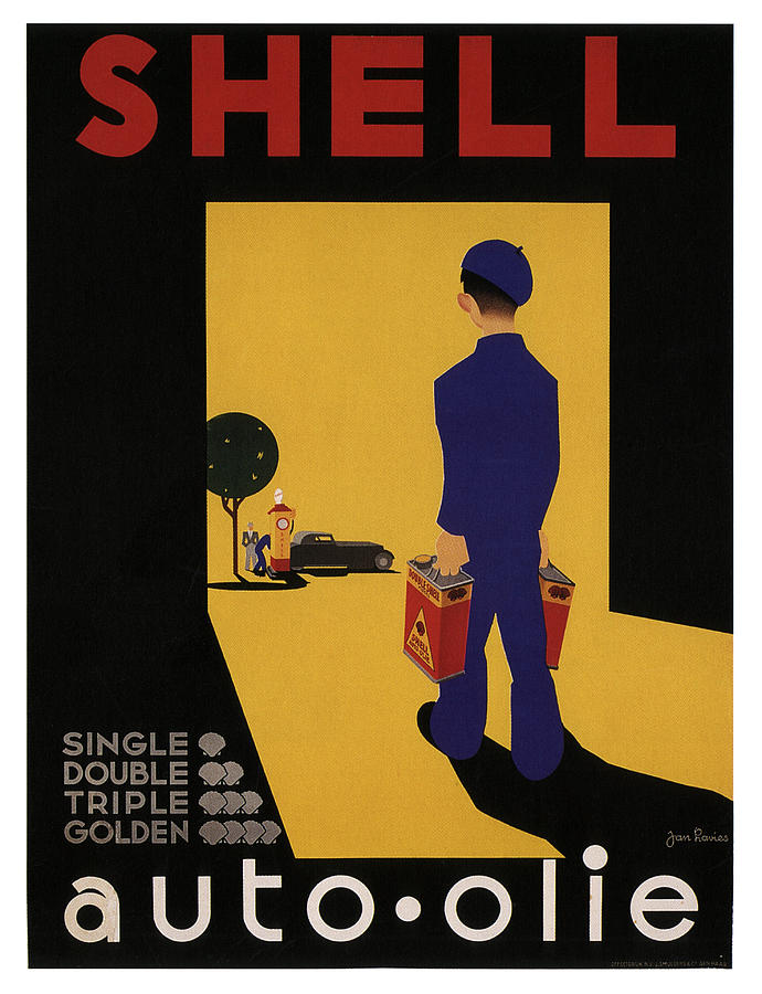 Shell Auto Olie - Vintage Advertising Poster Mixed Media by Studio Grafiikka