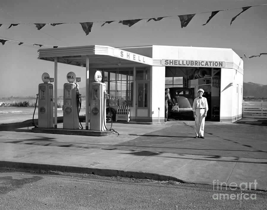 Shell Photograph - Shell Gas Station 1941 by Monterey County Historical Society
