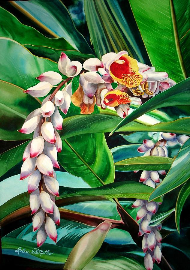 Shell Ginger Painting by Lelia DeMello