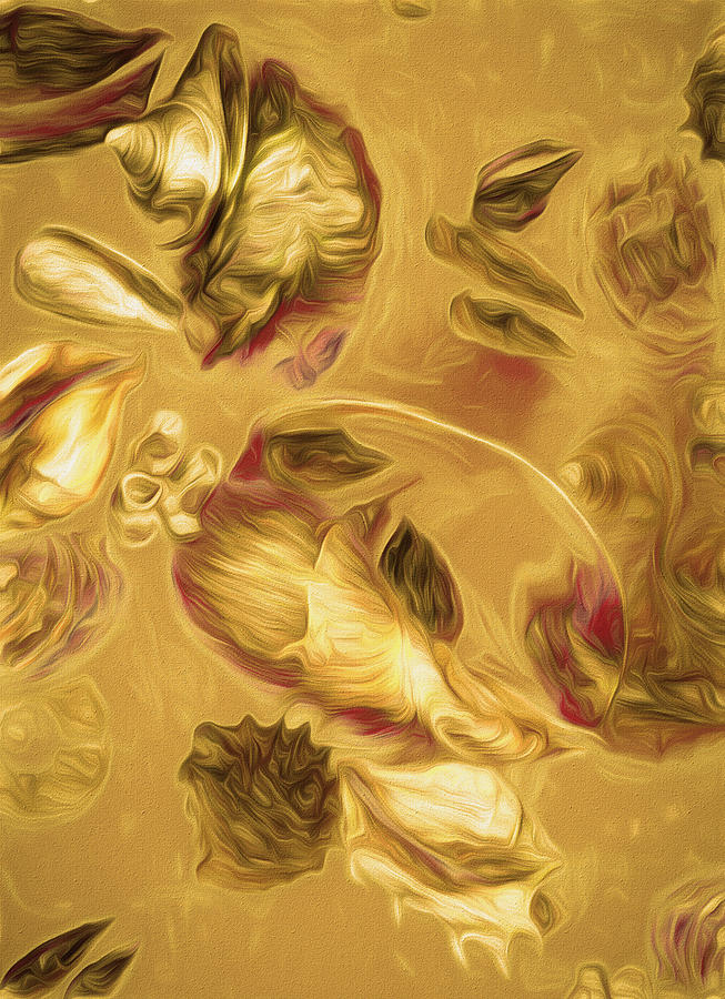 Shell Medley in Yellow Mixed Media by Lynda Lehmann
