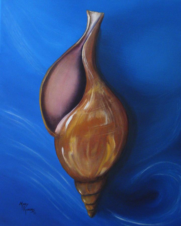 Shell Painting - Shell on Blue Part II by Mary Rogers