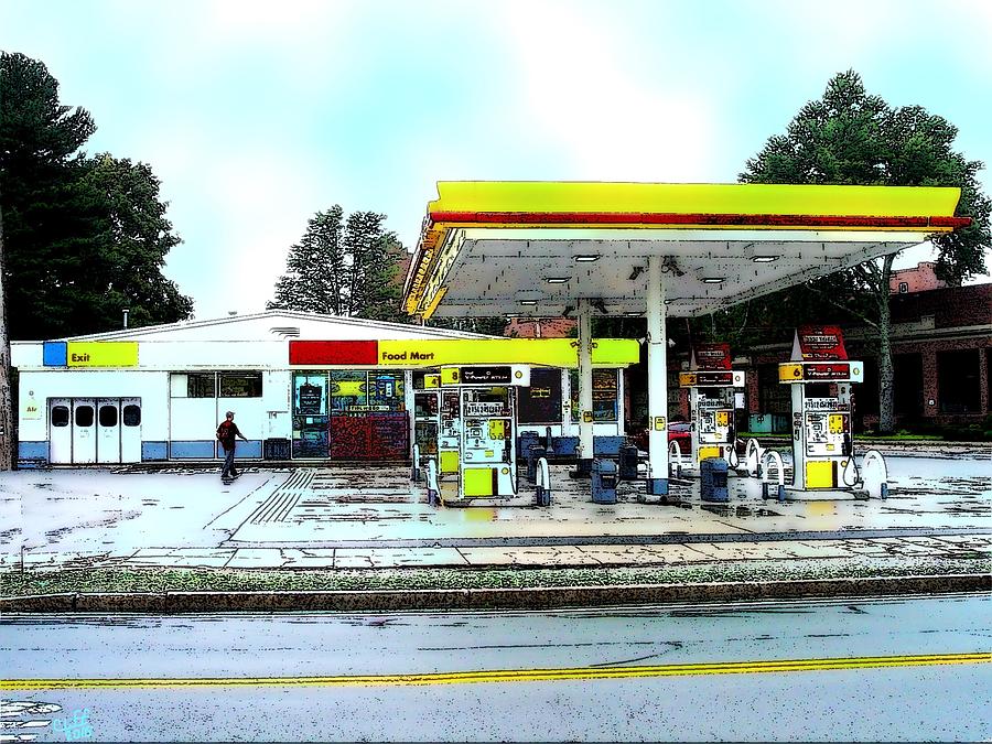 Shell Station Ashland MA Painting by Cliff Wilson