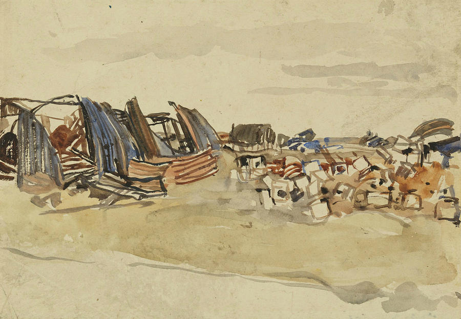 Shelled Nissan Huts Painting by Frederick Varley