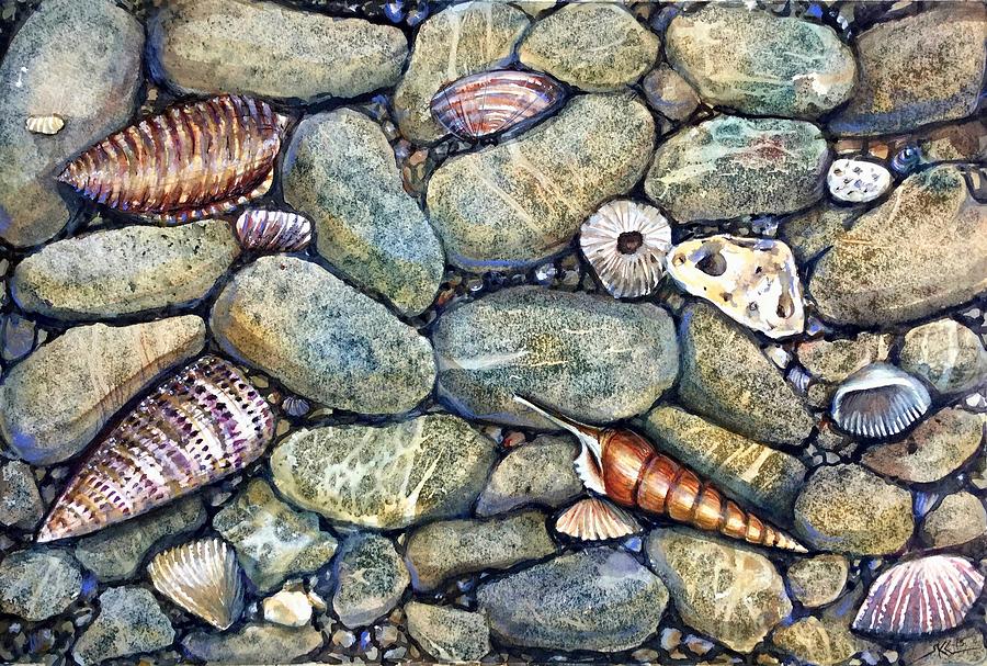 Shells and stones Painting by Katerina Kovatcheva