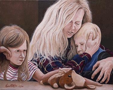 Homeless Family Painting - Sheltered by Kenneth Kelsoe