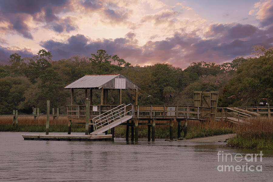 Shem Creek Dock at Sunset Photograph by Dale Powell