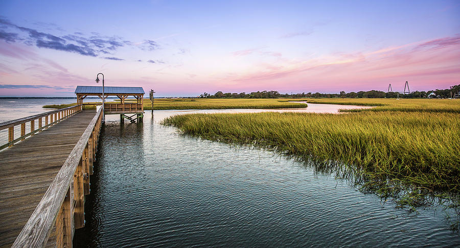 Shem Creek Park at Dawn Photograph by Donnie Whitaker