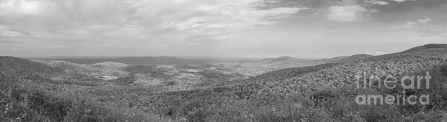 Shenandoah Overlook panorama BW Photograph by Michael Ver Sprill