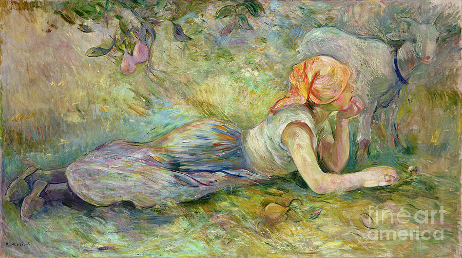Impressionism Painting - Shepherdess Resting by Berthe Morisot