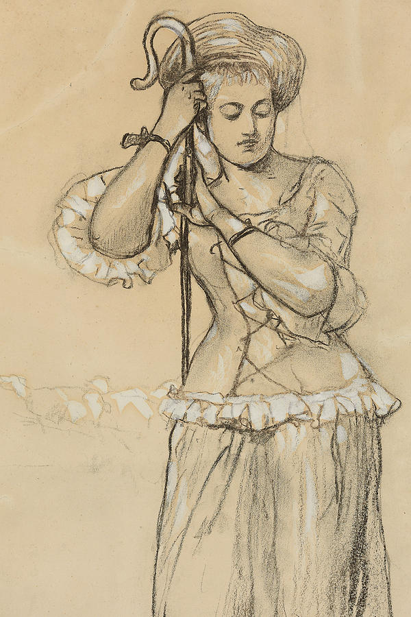 Winslow Homer Drawing - Shepherdess by Winslow Homer