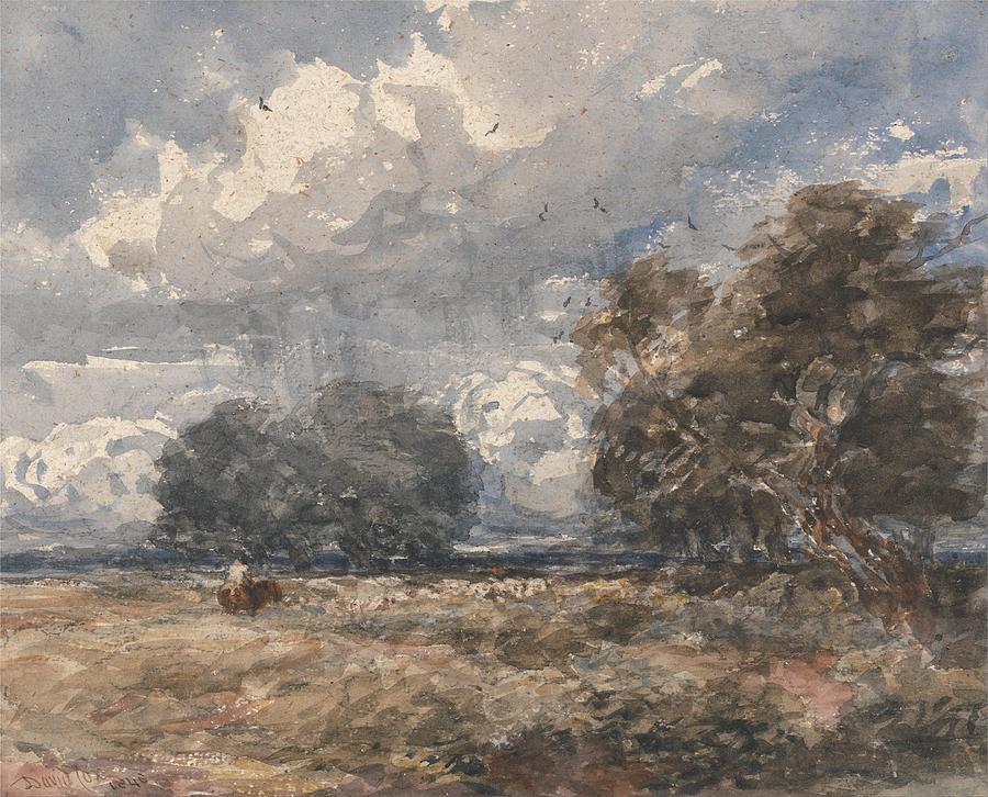 Shepherding the Flock Windy Day by David Cox 1848 Painting by Celestial Images