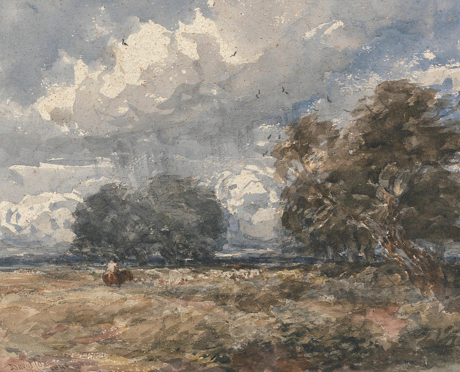 Shepherding the Flock, Windy Day Painting by David Cox