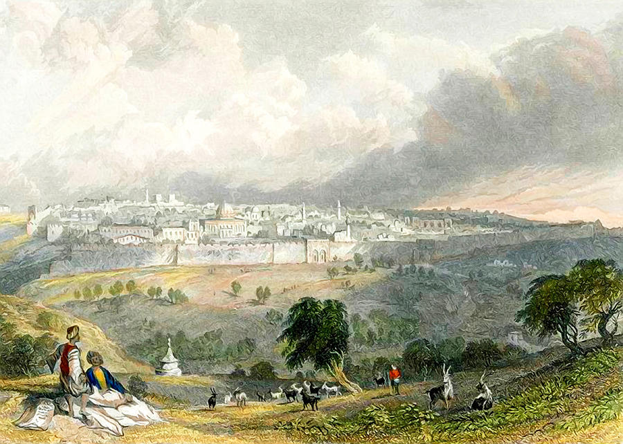 Shepherds of Jerusalem 1838 Painting by Munir Alawi