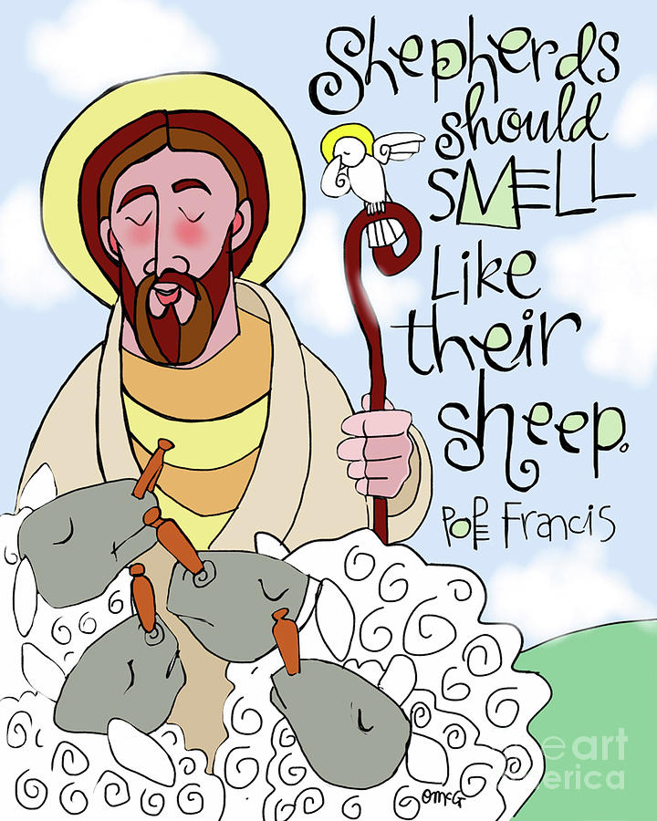 Shepherds Should Smell Like Their Sheep - MSSS Painting by Br Mickey McGrath OSFS
