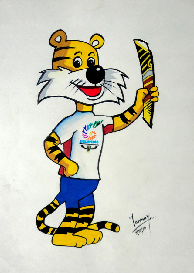 Shera Painting - Shera The Mascot for CWG2010 by Tanmay Singh
