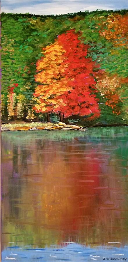 Sherando Lake Reflection Painting by Jim Harris