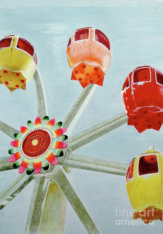 Sherbert Ferris Wheel Drawing by Glenda Zuckerman