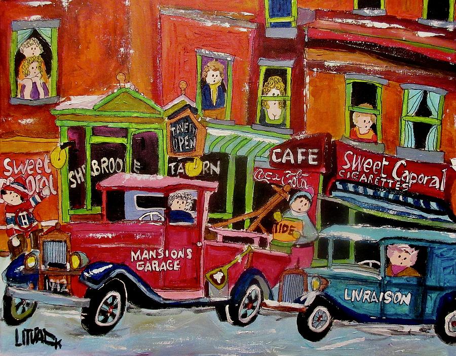 Sherbrooke Taverne St. Catherine Street East 1942 Painting by Michael Litvack