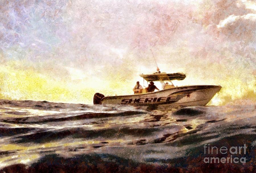 Sheriff at Sea - Florida Painting by Janine Riley