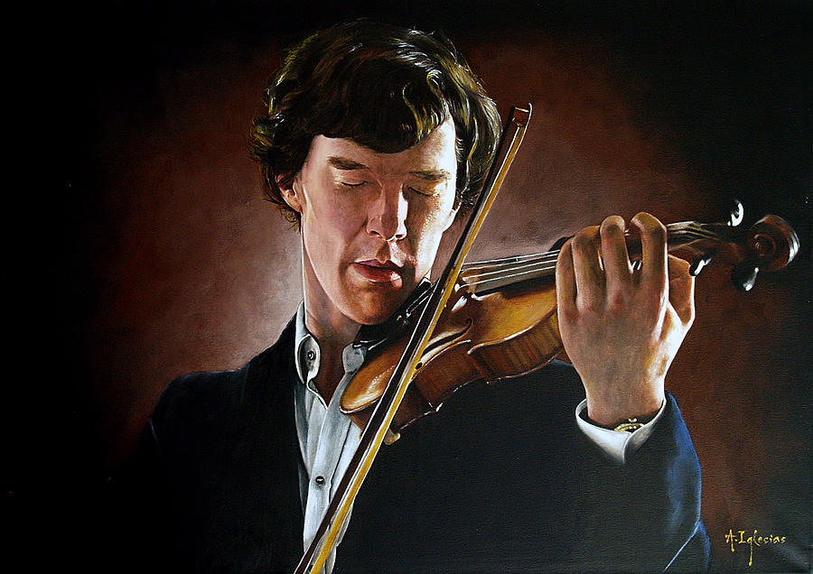 Sherlock violin Painting by Iglesias Pixels