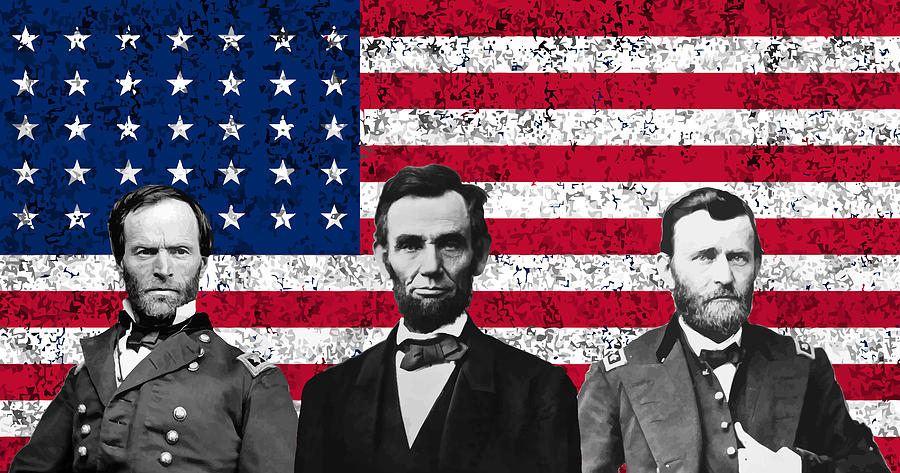 Abraham Lincoln Digital Art - Sherman - Lincoln - Grant by War Is Hell Store