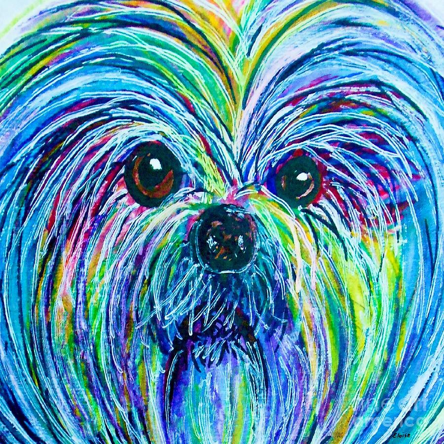 Shih Tzu Intense Colors Painting by Eloise Schneider Mote