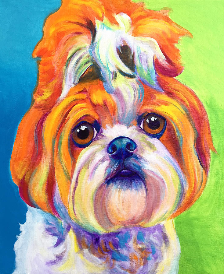 Dog Painting - Shih Tzu - Mochi by Dawg Painter