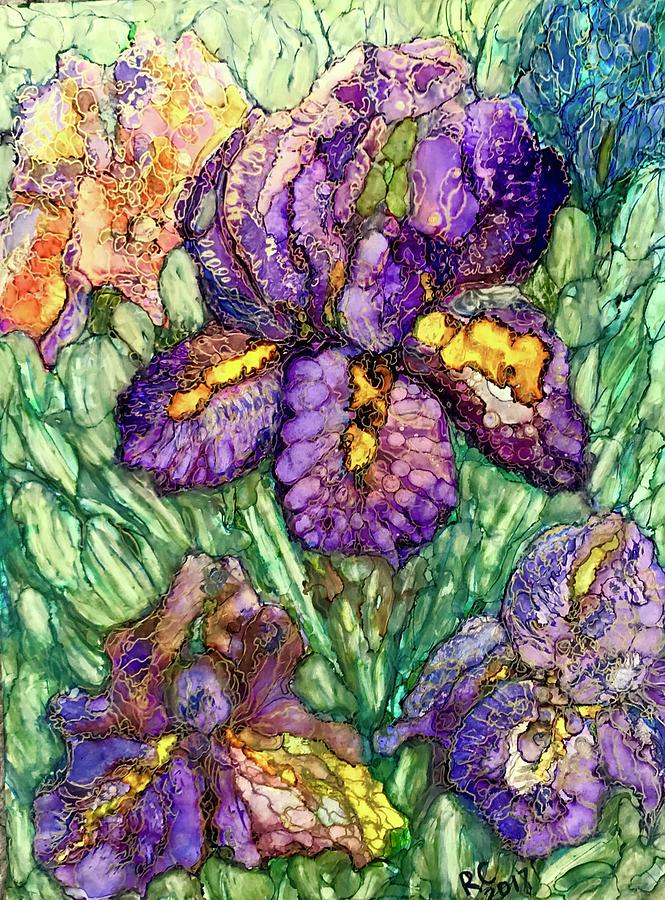 Shimmering Irises Painting by Rae Chichilnitsky