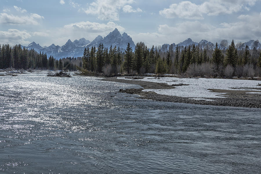 Shimmering Snake River and the Tetons Photograph by Belinda Greb