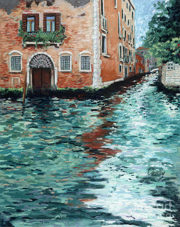 Shimmering Turquoise Canal Pastel by Cathy Carey