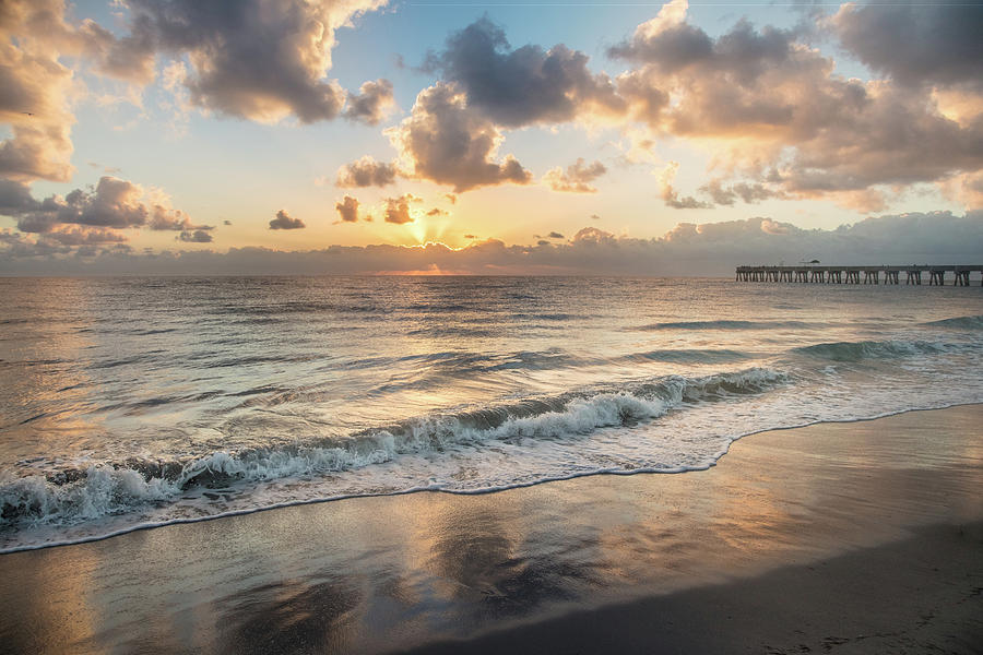 Shimmering Waves at Daybreak Photograph by Debra and Dave Vanderlaan