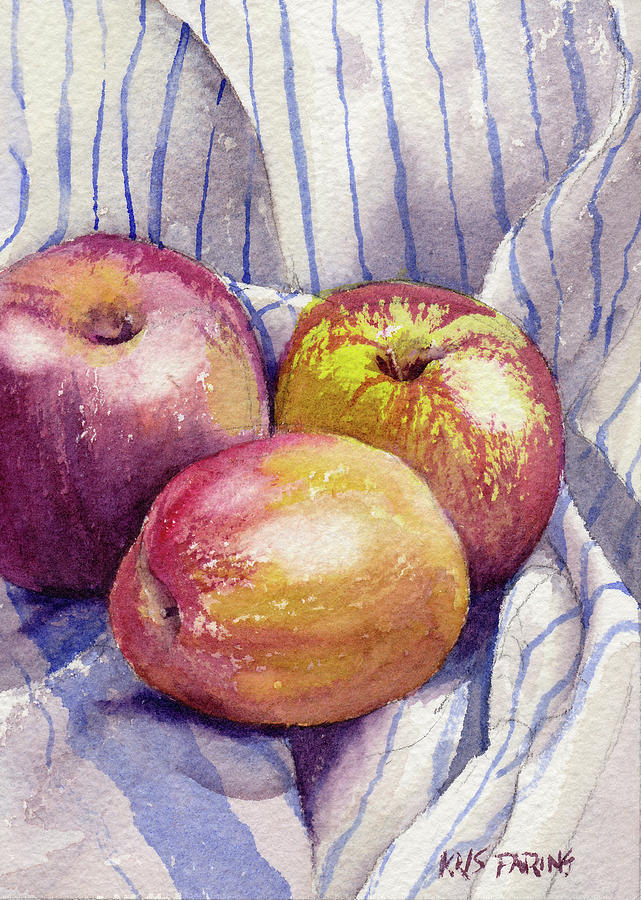 Shine on 3 Apples Painting by Kris Parins