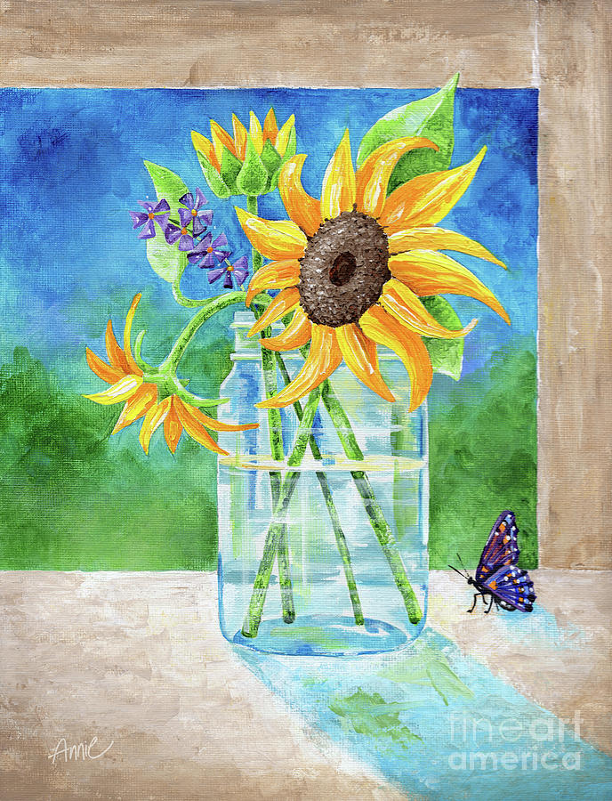 Butterfly Painting - Shine On by Annie Troe