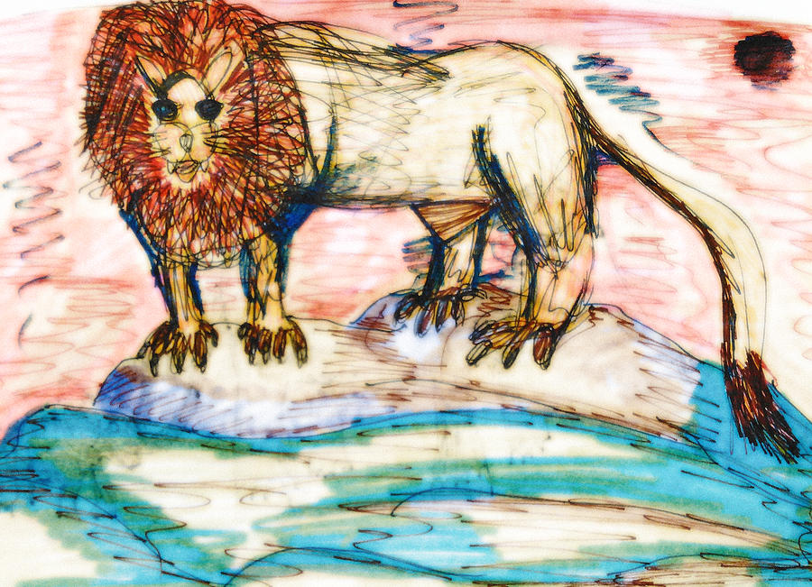 Lion Mixed Media - Shining Lion by Andrew Blitman Lion Mixed Media - Shining Lion by Andrew Blitman