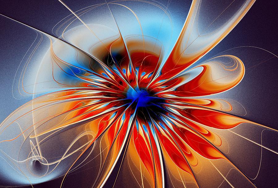 Shining Red Flower Digital Art by Anastasiya Malakhova