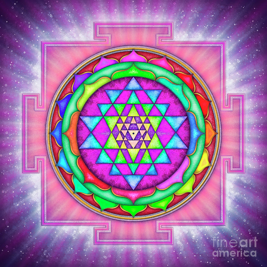 Sri Yantra Digital Art - Shining Sri Yantra Mandala I by Dirk Czarnota