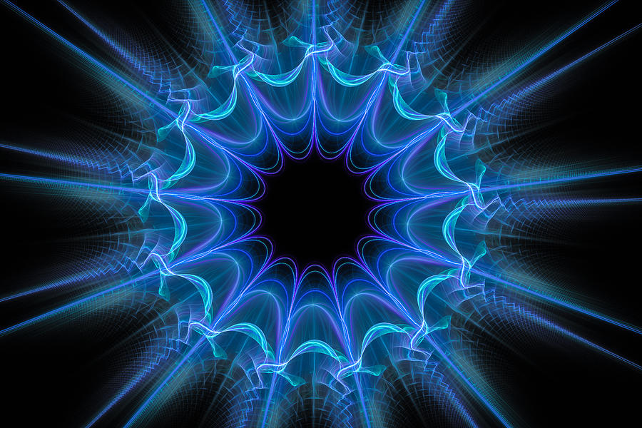 Shining star blue fractal art Digital Art by Matthias Hauser