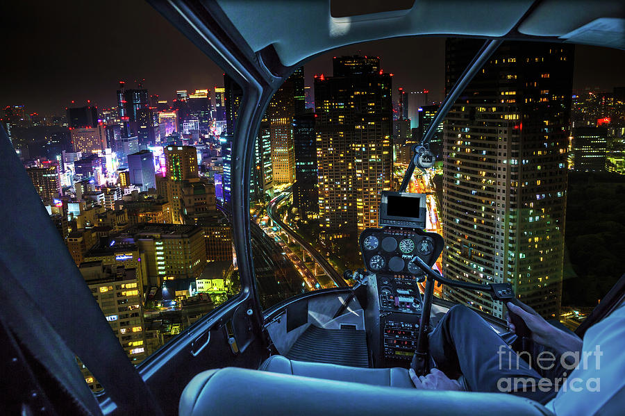 Shiodome skyline Helicopter Photograph by Benny Marty