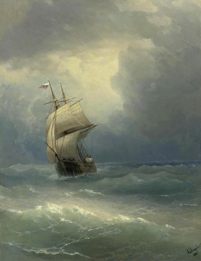 Ivan Konstantinovich Aivazovsky Painting - Ship At Sea 3 by Ivan Konstantinovich Aivazovsky
