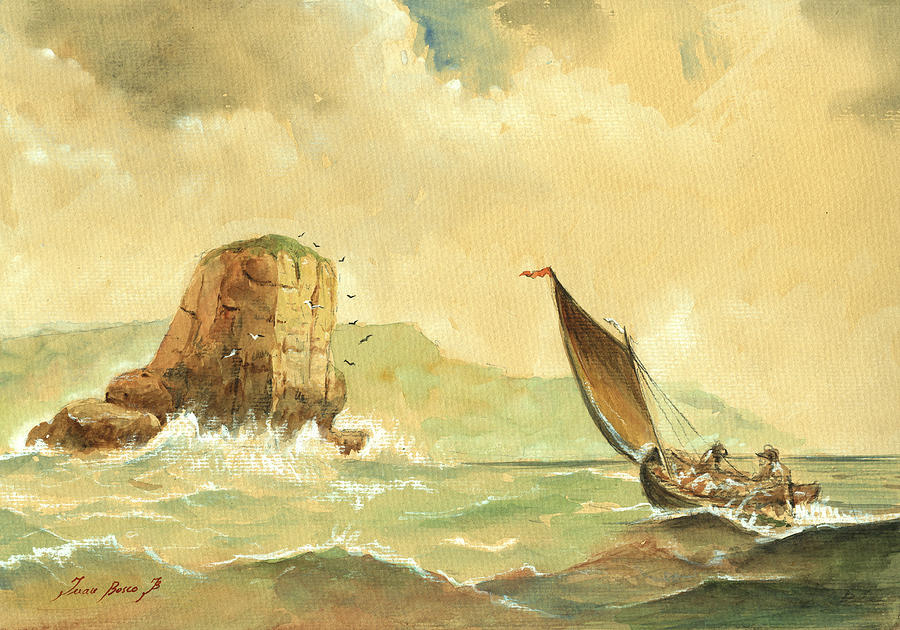 Sea Storm Painting - Ship at the storm by Juan  Bosco